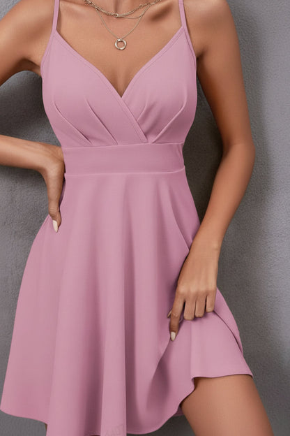 V-Neck Spaghetti Strap Mini Dress